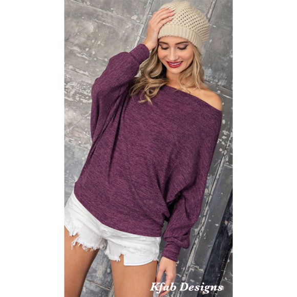 ❤️LAST 1 Plum Dolman Sleeve Super Soft Sweater Top - Picture 5 of 6